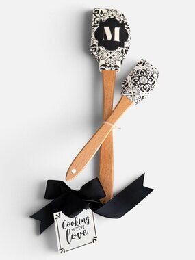 Monogram M Silicone Spatula Set Black White Cooking With Love Kitchen Gift